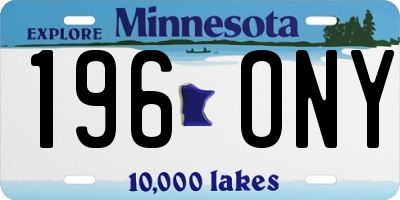 MN license plate 196ONY