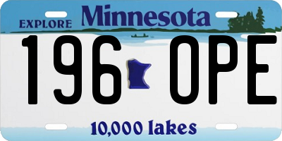 MN license plate 196OPE