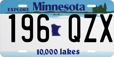 MN license plate 196QZX