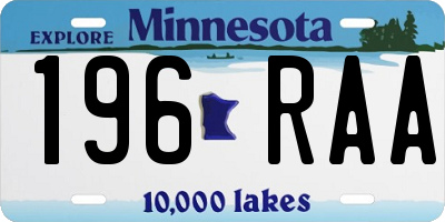 MN license plate 196RAA