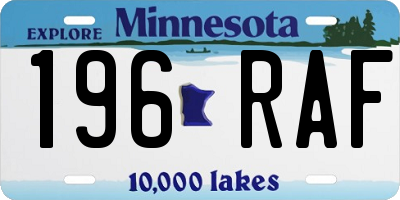 MN license plate 196RAF