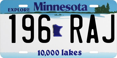 MN license plate 196RAJ