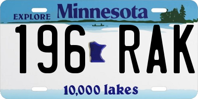 MN license plate 196RAK