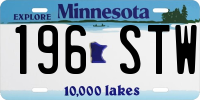 MN license plate 196STW