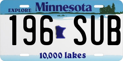 MN license plate 196SUB