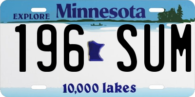 MN license plate 196SUM