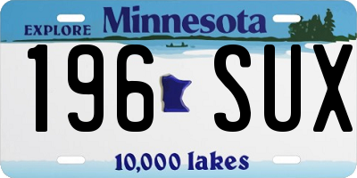 MN license plate 196SUX