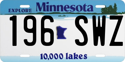 MN license plate 196SWZ