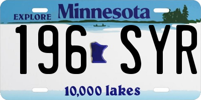 MN license plate 196SYR