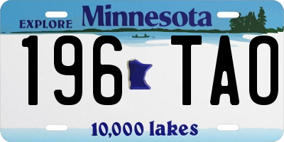 MN license plate 196TAO