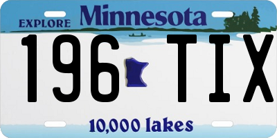 MN license plate 196TIX