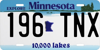MN license plate 196TNX