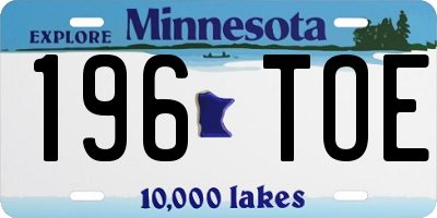 MN license plate 196TOE