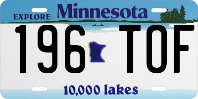 MN license plate 196TOF
