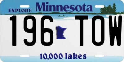 MN license plate 196TOW