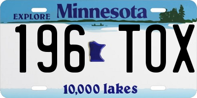 MN license plate 196TOX