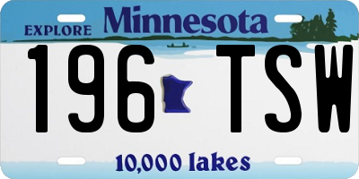 MN license plate 196TSW