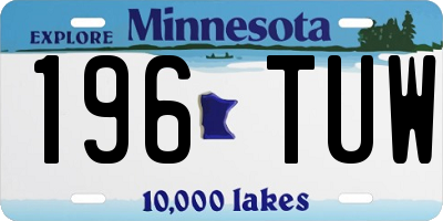 MN license plate 196TUW