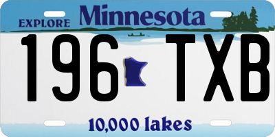 MN license plate 196TXB