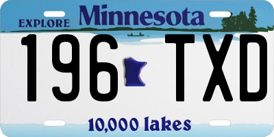 MN license plate 196TXD