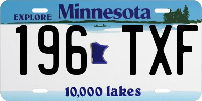 MN license plate 196TXF