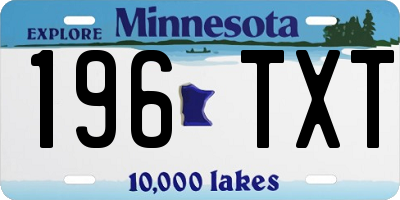 MN license plate 196TXT