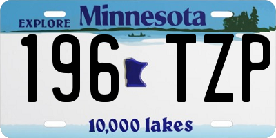 MN license plate 196TZP