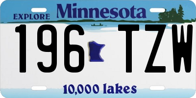 MN license plate 196TZW
