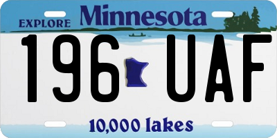 MN license plate 196UAF