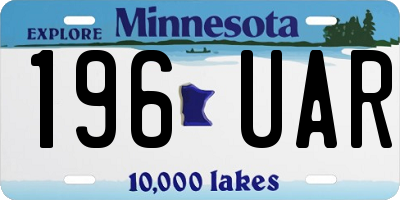 MN license plate 196UAR