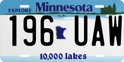 MN license plate 196UAW