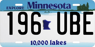 MN license plate 196UBE