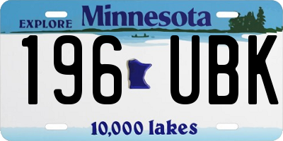 MN license plate 196UBK