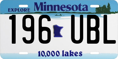 MN license plate 196UBL