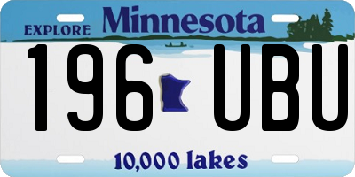 MN license plate 196UBU