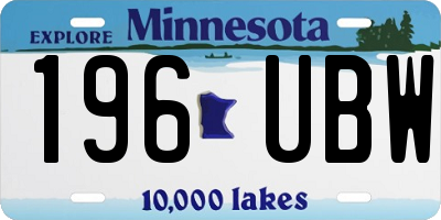 MN license plate 196UBW