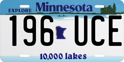 MN license plate 196UCE