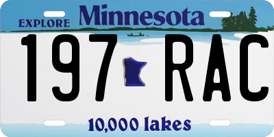 MN license plate 197RAC