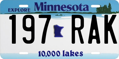 MN license plate 197RAK