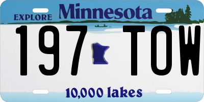 MN license plate 197TOW