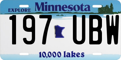 MN license plate 197UBW