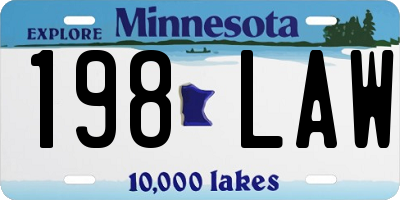 MN license plate 198LAW