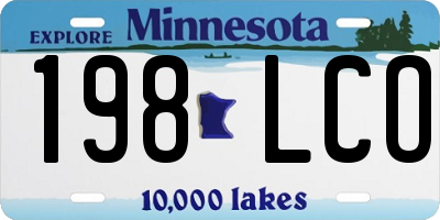 MN license plate 198LCO