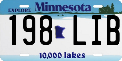 MN license plate 198LIB