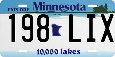MN license plate 198LIX