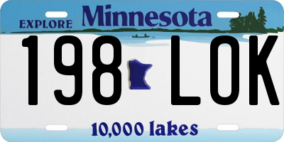 MN license plate 198LOK