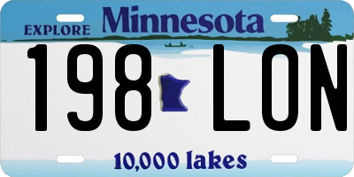 MN license plate 198LON