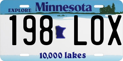MN license plate 198LOX