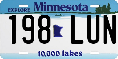 MN license plate 198LUN