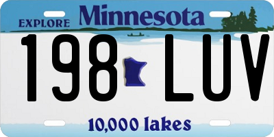 MN license plate 198LUV